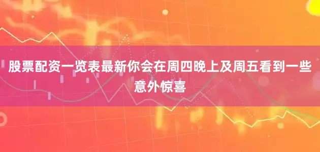 股票配资一览表最新你会在周四晚上及周五看到一些意外惊喜