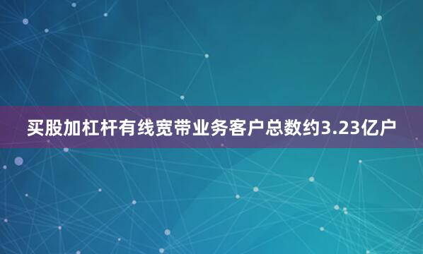 买股加杠杆有线宽带业务客户总数约3.23亿户